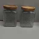 Snminetal Vintage Glass Airtight Storage Jar Set of 2, With Airtight Wood Lid, Kitchen Food Storage Containers,Suitable for storage Tea leaves,Coffee Beans,dried fruits, cereals, etc(Plum pattern)