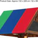 Playset Canopy Replacement, 210D Oxford Fabric All Weather Outdoor Swing Set Top Shade Cover with Windproof Screw Kit for Patio Terrace Backyard Sandbox (Green + Blue + Red)
