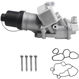 Aluminium Oil Filter Housing with Oil Cooler Compatible with Audi A3 A4 Quattro TT TTS 2.0T 2.0L Volkswagen Jetta 2007-2008 Passat/GTI 2006-2008