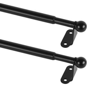 KXLife 2 Pack Mini Short Curtain Rod 12-18 Inch, 1/2" Diameter, French Door Curtain Rod, Small Adjustable Cafe Curtain Rods for Windows with Brackets (Black)
