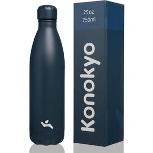 Konokyo Insulated Water Bottles,25 oz Double Wall Stainless Steel Vacuum Metal Flask for Sports Travel, Navy Blue