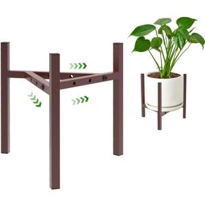 Airpark Plant Stand Indoor Adjustable, Metal Modern Plant Stand, Heavy Duty Stable Plant Pot Flower Holder Indoor Outdoor Corner, Fit 8 9 10 11 12 inch Pots, Dark Brown (Pot & Plant Not Included)