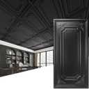 Art3dwallpanels 12 Pack Drop Ceiling Tiles, 2x4 Ft PVC Decorative 3D Wall Panel, Glue Up Ceiling Covering Panels for Basement Kitchen Bathroom, 24x48 Inch, Cover 96 Sq. Ft, Black