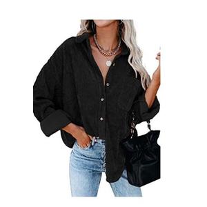 Astylish Women Corduroy Shirts Casual Long Sleeve Button Down Blouses Top