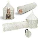 Cat Tunnel, Nobleza Collapsible Washable Cat Tube Tent Toy for Indoor Play Rest, Lightweight Ventilate Cool Kitty Tube Toy Round Tunnel with Hanging Balls (Large)