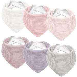 Susurration Muslin Baby Drool Bibs 6Pack Soft Triangular Adjustable Baby Bandana Bibs for Unisex Baby Girls & Boys