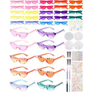 24 Set DIY Sunglasses kit in My Era Popular Singer Party Favors Friendship Sunglasses for Girls Women (Lively Colors)