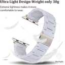 V-MORO Resin Band Compatible with Apple Watch Band Series 9/8/7 45mm 44mm 42mm Lightweight iWatch Strap Series 6/5/4/3/2/1/SE with Starlight Metal Buckle Wristband Women Men(Pure White,42mm/44mm/45mm)