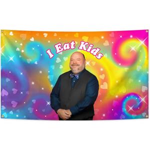 Funny I Eat Kids Flag 3  5 Feet Flags with 4 Brass Grommets Wall Hanging Decor for Bedroom College Dorm Room Parties Home Decorations