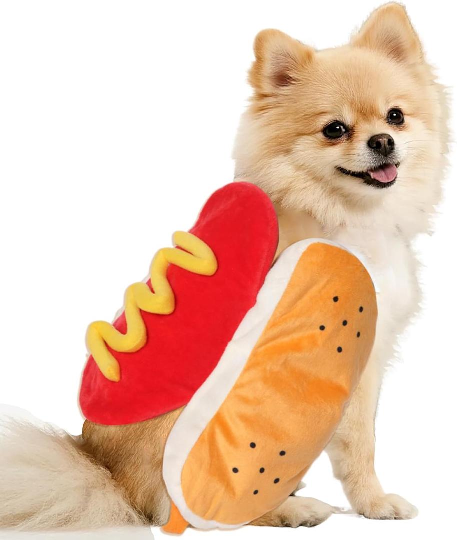 hoyuwak Hot Dog Pet Costume Funny Cute Food Hot Dog Costume for Pet Halloween Cosplay, Small