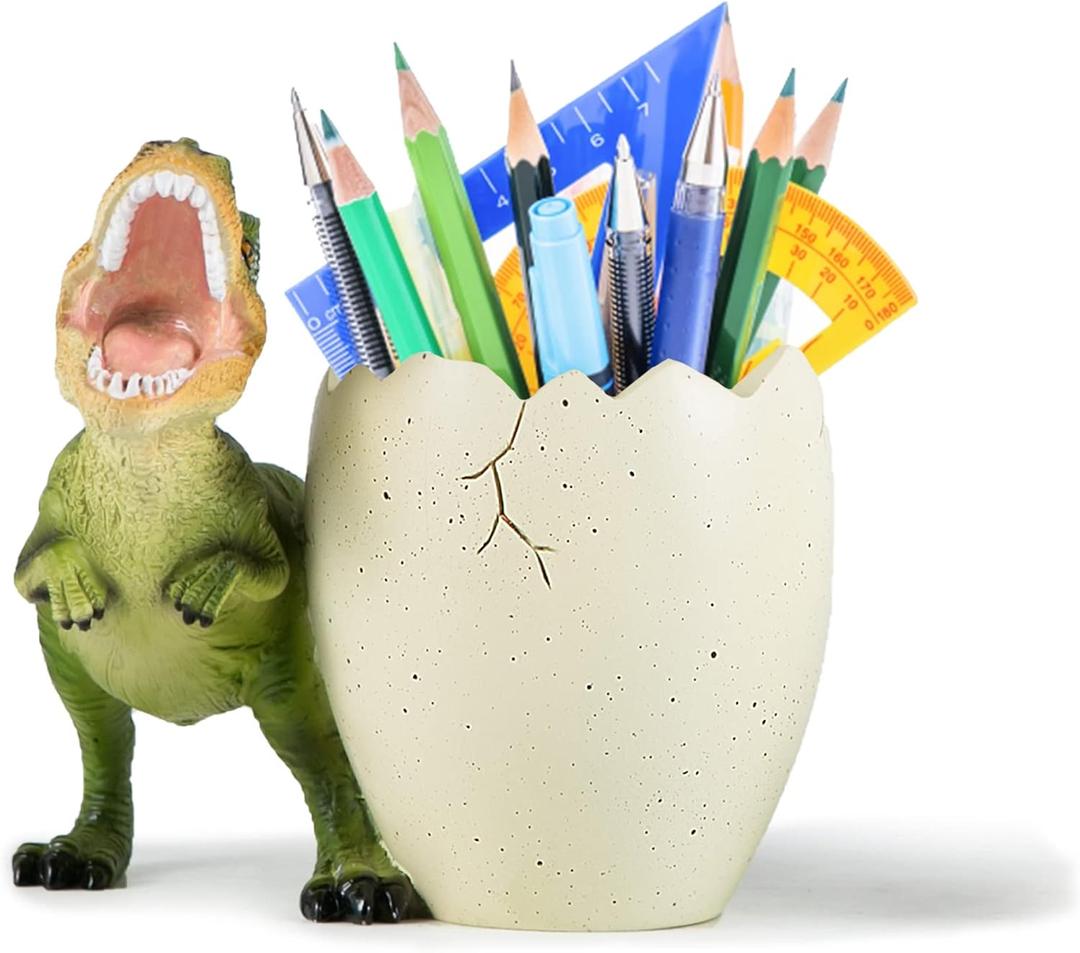Dinosaur Pen Holder for Desk, Pencil Holder, Cute Fashion Desk Organizers and Accessories, Office Supplies Idea Gift for Women and Kids (Green)