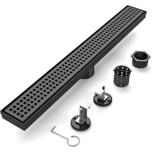 Linear Shower Drain - 28 Inch Matte Black, with Grate Removable