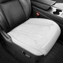 SanQing Car Seat Cover 2PCS Luxury Napa Leather Seat Covers for Tesla Model 3/Y Car Front Seat Bottom,Heavy Duty Seat Cushion Protector Without Backrest (White Front)