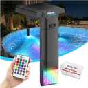 Solar Pool Lights Only for Metal Frame Above Ground Pools, 1.713.9 Top Rails, Remote Control, Brighter 3-Sided 180 Underwater Glow, 10 Colors 4 Modes, IP68 Waterproof, Pack of 1