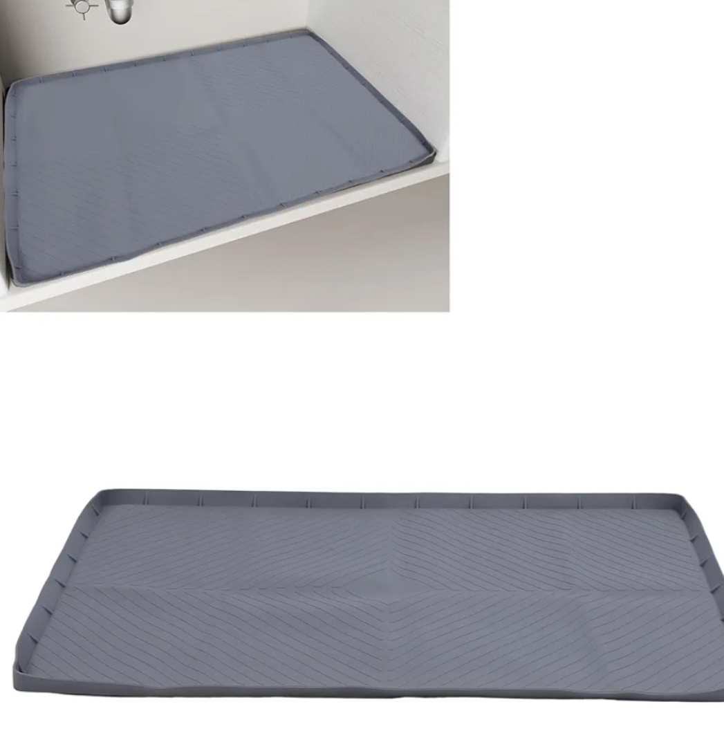 Silicone Water proof Under Sink Mat, Undersink Protectors Cabinet Liner for Kitchen and Bathroom, Shelf and Counter Protector,Mat, Grey 22×19"