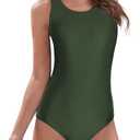American Trends Athletic One Piece Swimsuits for Women Modest Bathing Suits Criss Cross Back Water Aerobics Swimwear (Green, S)