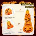 35" Halloween Jack O Lantern Pumpkin Yard Signs with Stakes for Outdoor Halloween Decorations Thanksgiving Fall Harvest Stacked Plastic Pumpkins Yard Sign for Lawn Garden Home Decor