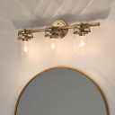Kichler Brinley 24" 3-Light Bathroom Vanity Light Fixture with Clear Glass in Champagne Bronze, Modern Farmhouse Mason Jar Style for Mirror Lighting (24" W x 10.25" H), 45689CPZ