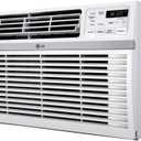 LG 8,000 BTU Window Air Conditioner, 115V, Cools 340 Sq.Ft. for Bedroom, Living Room, Apartment, Quiet Operation, Electronic Control with Remote, 3 Cooling & Fan Speeds, Auto Restart, White