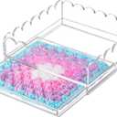 Acrylic Scalloped Tray 9" x 9" Large Clear Acrylic Tray with Drawer for Insert Customizable Photos, Art, and Fabric Scalloped Basket for Needlepoint Napkin Frame Display Messages