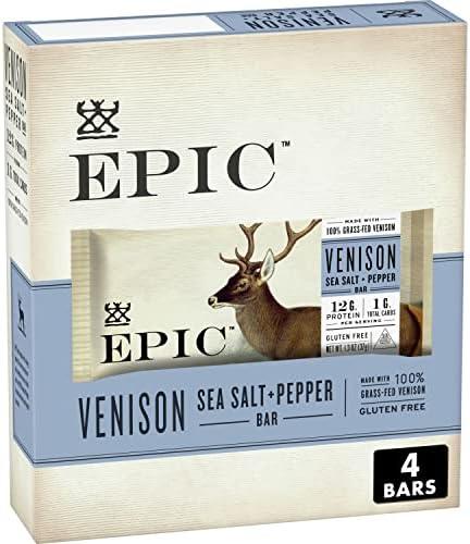 EPIC Venison Sea Salt & Pepper Bars, Keto Friendly, Gluten Free, 4 ct PACK OF 3