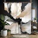 Miyotaa Abstract Black Tan Modern Shower Curtain Set 60Wx71H Inches Minimalist Neutral Contemporary Art Oil Painting Waterproof Bathroom Curtain with 12 Hooks