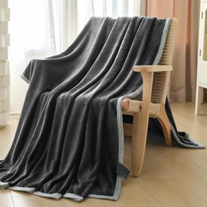 Fleece Bed Blankets Throw Size - Soft Lightweight Plush Fuzzy Cozy Luxury Blanket Microfiber Throw for Couch Bed, All-Season Breathable, 40x60 Inches (Dark Gray-thin)