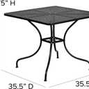 Flash Furniture Oia Commercial Grade 35.5" Square Black Indoor-Outdoor Steel Patio Table with Umbrella Hole