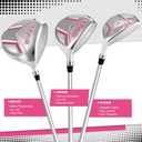 Golf Clubs for Women Right Handed Complete 14-Piece Set with Driver Fairway Hybrid Irons Putter Stand Bag & 3 Headcovers - Beginner Womens Golf Set Pink