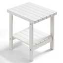 PASAMIC 2-Tier Adirondack Square Side Table, HDPE Outdoor End Tables, Weather Resistant Side Table for Patio, Backyard, Pool, Indoor Companion, Beach, Easy Maintenance
