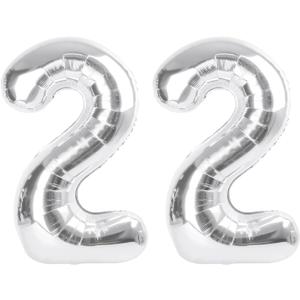 Numbers 22 Balloons, 22nd Silver Party Decorations for Girl Boys, 40 In Big 22nd Balloons for Engagement, Wedding, Celebration Party, Graduations, Photo Shoot