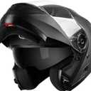 YEMA Modular Motorcycle Helmets, DOT Approved Full Face Motorcycle Helmet with with Flip Up Dual Visor for Men & Women - Street, Scooter, ATV, E-Bike, Matte Black, S (54-55 cm)