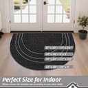 BEQHAUSE Dirt Trapper Door Mat 17" x 30" Half Circle Non Slip Washable Doormats Entrance Rugs Absorbent Welcome Low Profile Floor Mats for Front Back Door and Entryway, Black