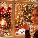 8 x 465 PCS 10 Sheet Double-Sided Christmas Window Clings, Christmas Snowflake Window Clings Stickers for Glass, Xmas Holiday Santa Claus Reindeer Snowflake Decals for Party