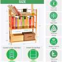 GOGOGO Expandable Bamboo Bookshelf - No Assembly & Modular, Bamboo 3-Tier Shelf & Ladder Shelf, Eco-Friendly Small Bookcase for Home Office- Useful Home & Housewarming Gift(1, Square-3Tiers)