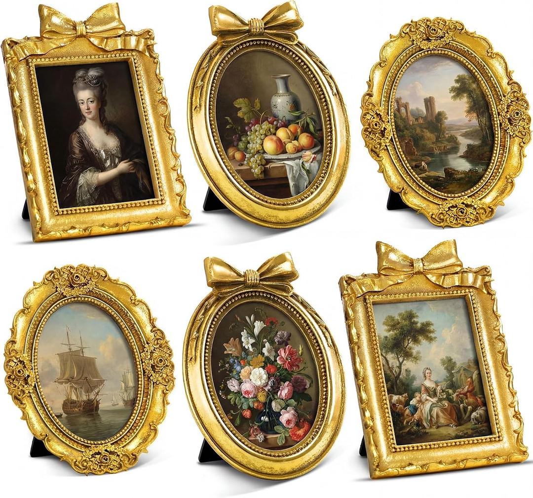 Vicenpal 12 Pcs Tiny Vintage Ornate Picture Frames 4 x 6 Inch Gold