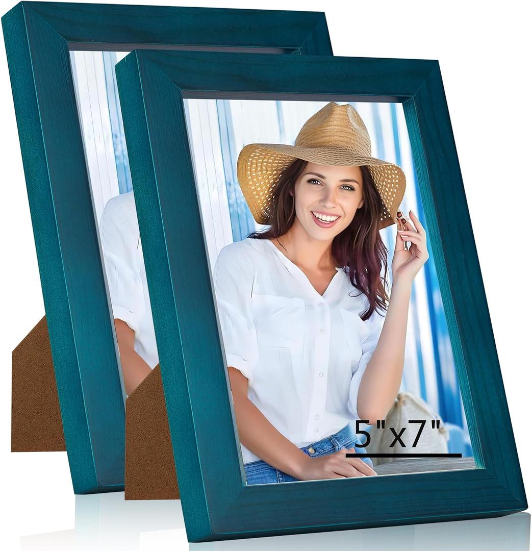 5x7 Picture Frame for Wall Hanging or Tabletop Display, Wall Mounting Horizontally or Vertically,Photo Frame with HD Plexiglass for Photos, Posters & Art Prints,Navy Blue,Frame,2 Pack