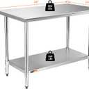 Stainless Steel Table for Prep & Work 24x48 inches,4ft, Commercial Heavy Duty Table with Undershelf for Restaurant, Home,Hotel Kitchen, Laundry Room, Garage,Workshops