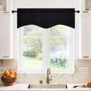 NICETOWN 2 Panels Blackout Valances Farmhouse Kitchen Window Treatment Thermal Insulated Room Darkening RV Camper Valances Rod Pocket for Kitchen/Bedroom/Office, 42 x 18 inch Long, Black