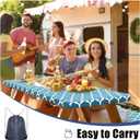 Smiry Picnic Table Cover with Bench Covers, Waterproof Elastic Fitted Tablecloth for 6 Foot Tables, Washable Polyester Tablecloths for Camping, Indoor & Outdoor (Light Blue, 30x72 Inch 3-pc Set)