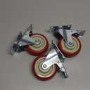 4 Inch Heavy Duty Swivel Caster Wheels with Brake, Set of 4, Industrial Locking Rolling Plate Casters Wheels for Furniture, Cart, Table and Workbench, Easily Load 2200lbs