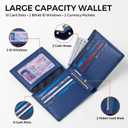 RUNBOX Leather Wallet for Men, Genuine Leather Mens Wallet Bifold Rfid Blocking with 12 Cards and 5 ID Windows, Minimalist Wallet for Men with Gift Box