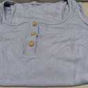 VICHYIE Summer Sexy Tank Top Women Ribbed Knit Scoop Button Down Sleeveless Cami Shirt Blue Grey L