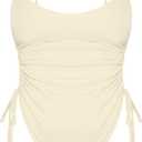 Women's Sexy One Piece Bathing Suit Tummy Control Swimsuit (Medium, Cream)
