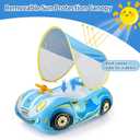 Toddler Pool Float Inflatable Car Baby Swim Float with Adjustable Sun Canopy and Safety Seat Pool Toys for Kids 3+ Years Old