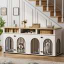 Garvee Double Dog Crate Furniture 71" Dog Kennel Furniture for 2 Medium Dogs, Heavy Duty Dogs Cage XL Dogs House Indoor with 3 Storage Shelves, Large Puppy Crates with 8 Adjustable Feet