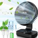 Desk Fan 5.5'' Small Fan Ultra-Silent, 120 Oscillating, 90 Adjustable Head Tilt, with Digital Display 4 Speed Portable USB Rechargeable Table Fan Ideal for Home, Bedroom, Office (Black)