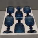 Colored Glass Goblet Set of 6, 14 oz Blue Goblets Glassware, Blue Vintage Glassware for Weddings, Parties, Restaurants, Family Gatherings, Bars, Cafeterias, Dishwasher Safe