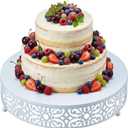 Wenqik 12 Inch Cake Stand Round Metal Cupcake Dessert Wedding Cake Stand Cookies Display Holder Fruit Food Serving Tray for Table Wedding Birthday Anniversary Party Decor (White)
