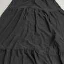 Girls Casual Vintage Solid Elastic High Waist Tiered Hem Long Swing Linen Maxi Skirt L